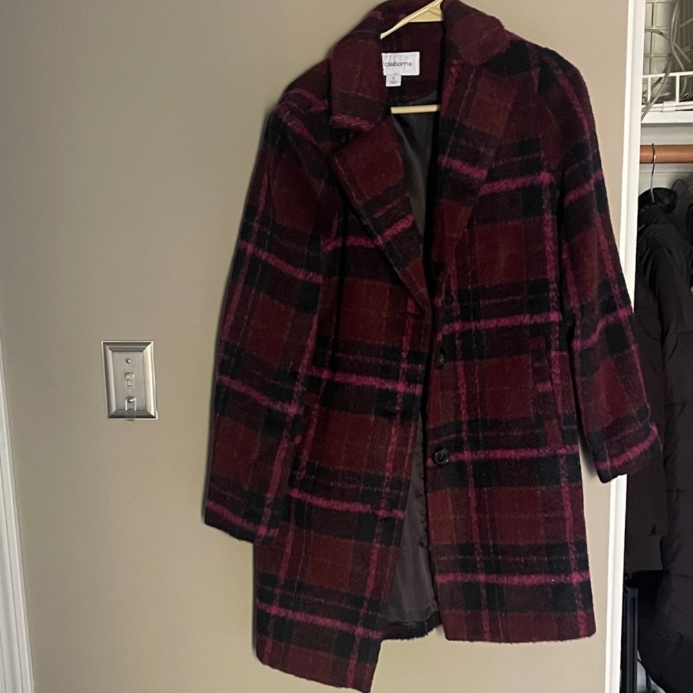 Plaid Wool-Blend Coat